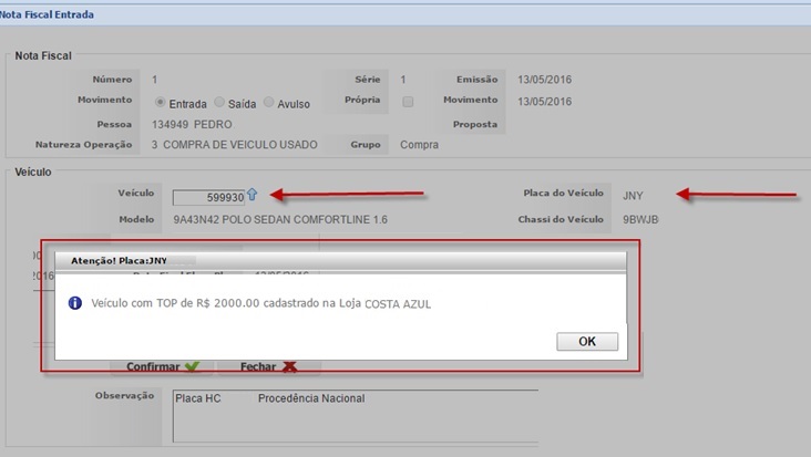 Versão VS32 - Aviso Valor De TOP Em Nota Fiscal De Entrada - Dealernet ...